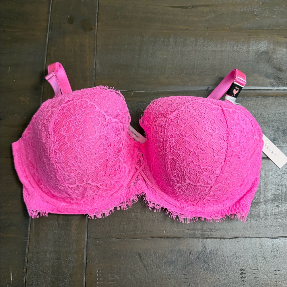 Victoria's Secret Neon Pink Lace Bra